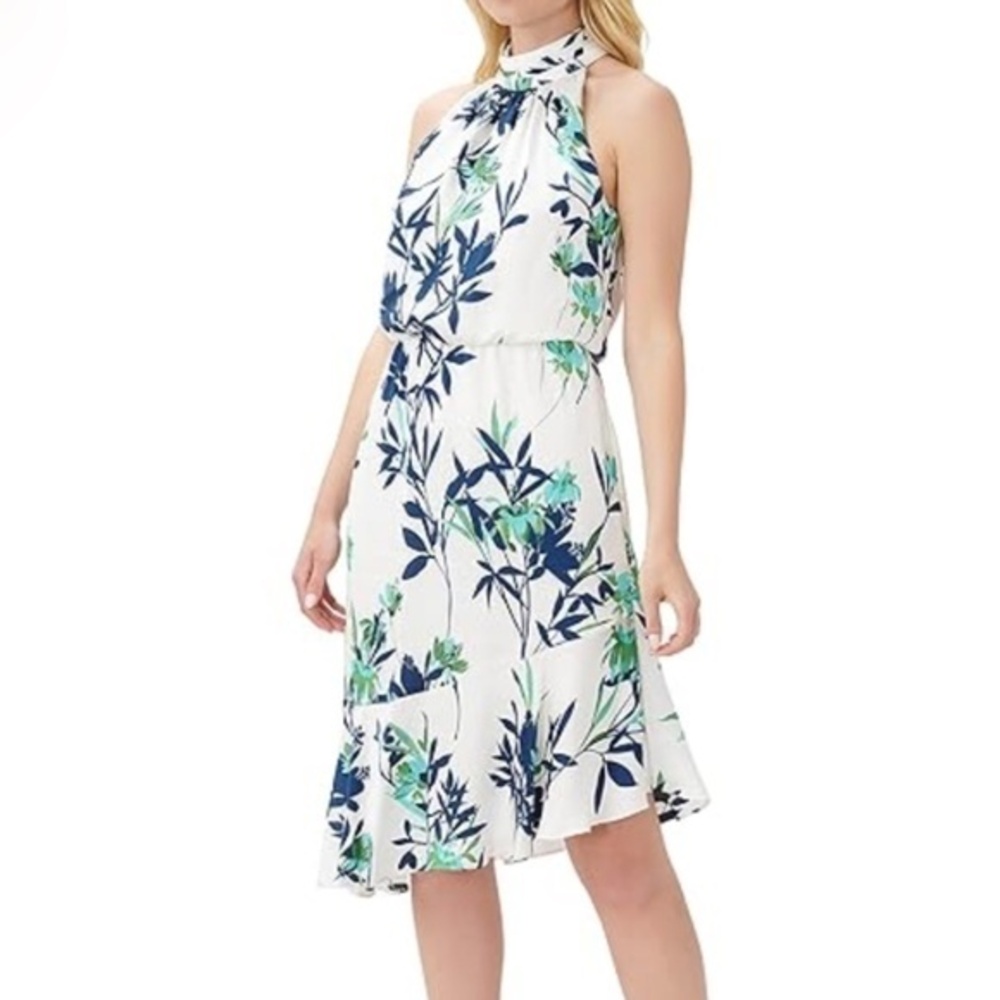 Adrianna Papell Floral Halter Midi‎ Dress